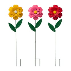 Glitzhome Multicolored Metal 39.5 in. H X 9.25 in. L Flower Outdoor Garden Stake