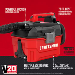 Craftsman V20 CMCV002B 2 gal Cordless Portable Wet/Dry Vacuum