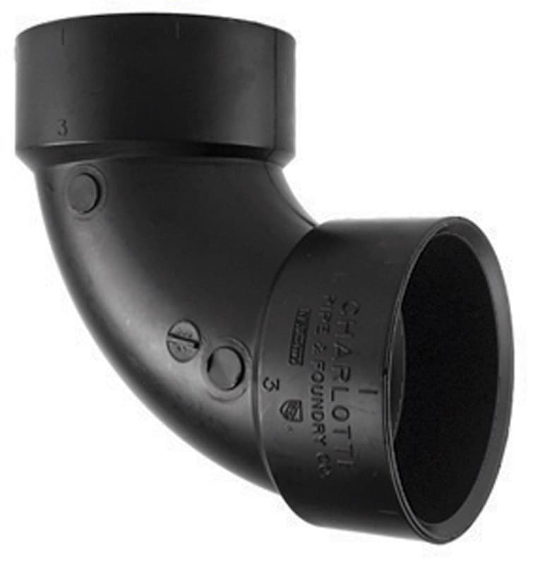 ABS003001200 Charlotte Pipe 4 in. Hub X 4 in. D Hub ABS 90 Degr sku ABS003001200