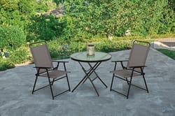 Living Accents Black Round Glass Folding Table