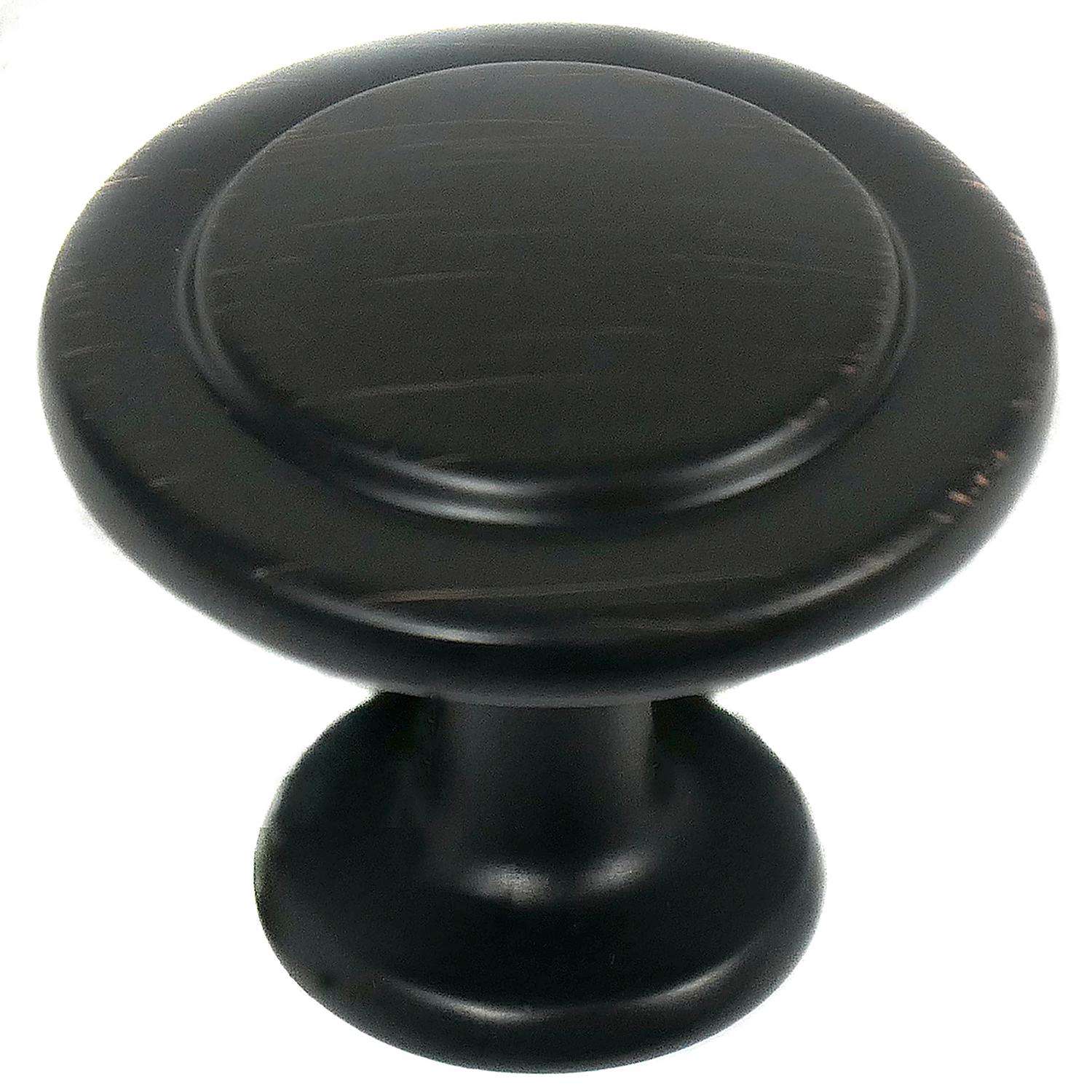 Laurey Danica Matte Black Cabinet Knob - 1.38 Inch Round Mushroom Shape Hardware (35mm)