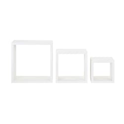 Melannco 9.45 in. H X 9.45 in. W X 4.13 in. L White Wood Cube Shelves Set