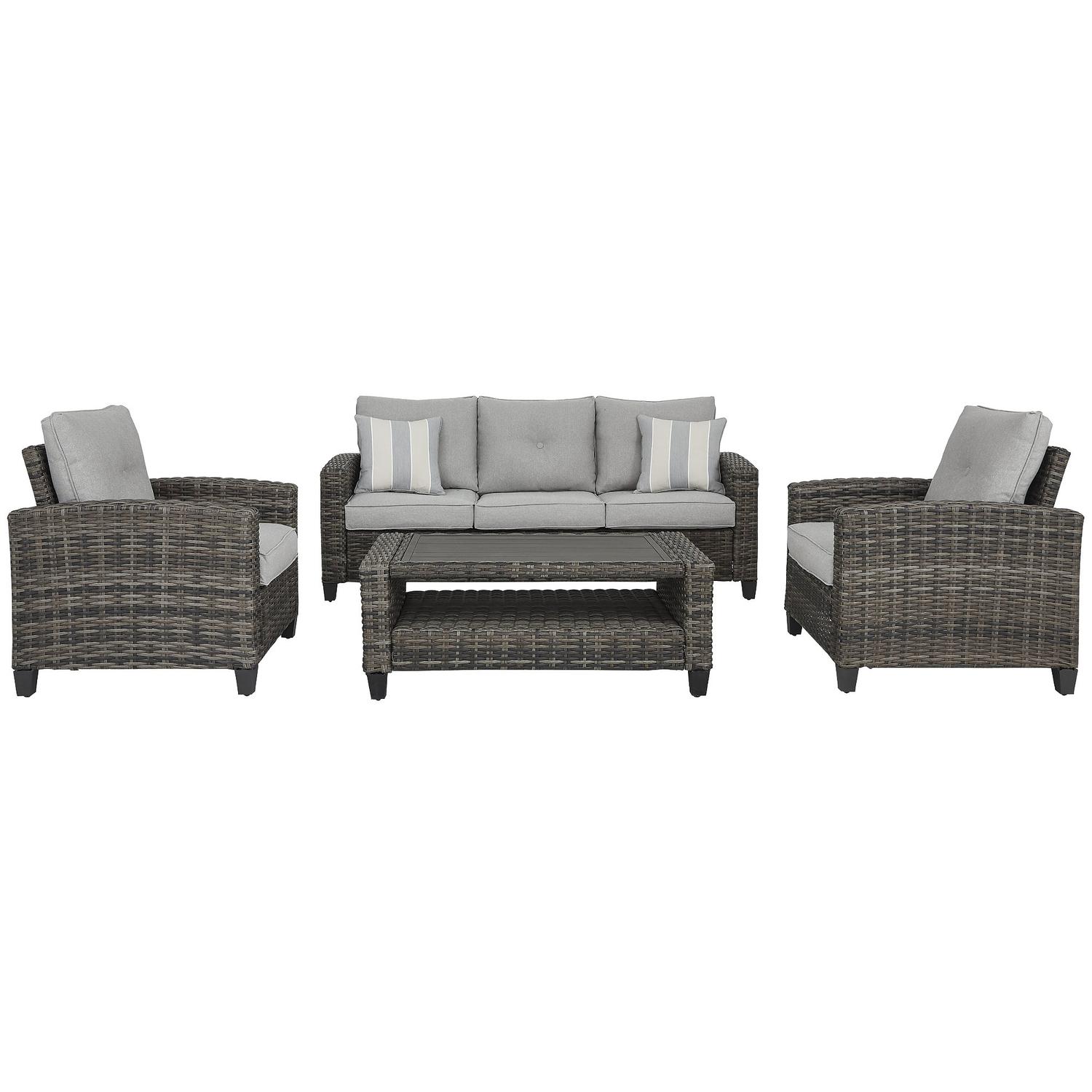 Living Accents Willow 4 pc Gray Steel Patio Set Beige Mfr SVS40SC Ace Hardware