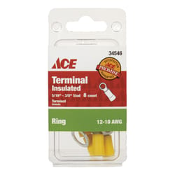 Ace Insulated Wire Ring Terminal Yellow 8 pk