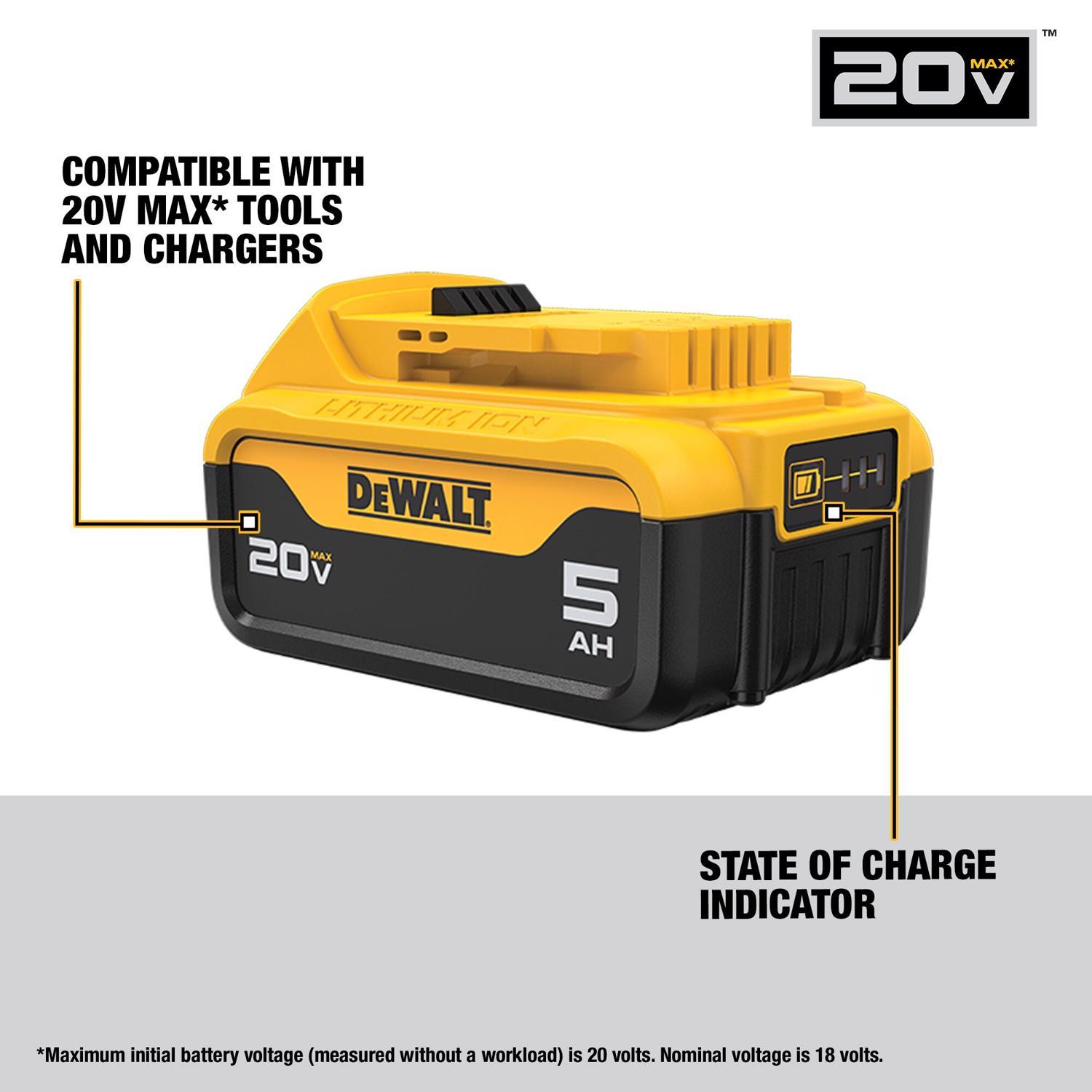 DeWalt 20V MAX DCB205 5 Ah Lithium-Ion Battery 1 pc Mfr DeWalt 20V MAX DCB205 5 Ah Lithium-Ion Battery 1 pc Mfr