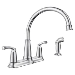 Moen Bexley Two Handle Chrome Kitchen Faucet Side Sprayer Included