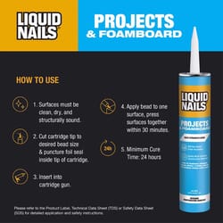 Liquid Nails Projects & Foamboard High Strength Latex Adhesive 10 oz