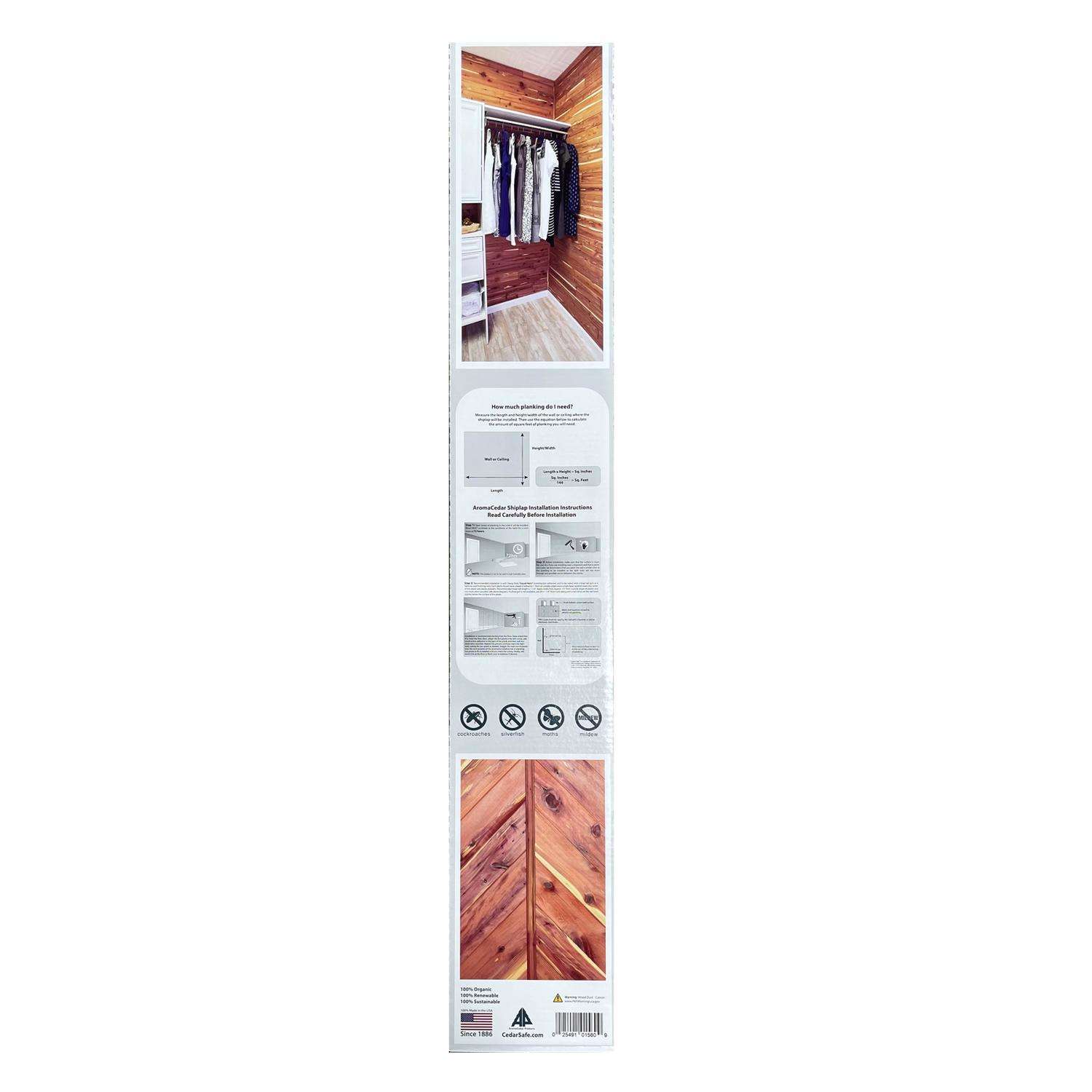 American Pacific 5039003 0.25 x 3.75 x 48 in. Cedar Safe Wood Closet Liner Plank Red