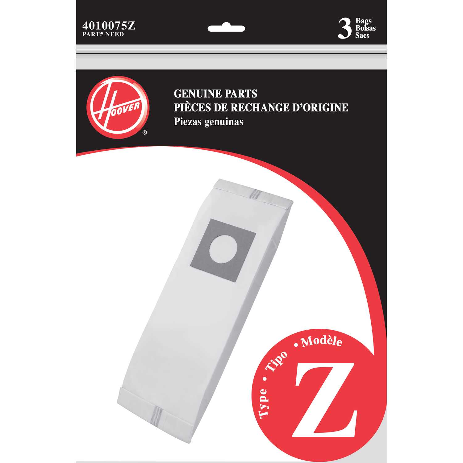 Hoover Vacuum Bag Type Z Fits Hoover Bagged 3 / Pack Upright Ace Hardware