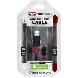 Tuff Tech Micro to USB Cable 6 ft. Black