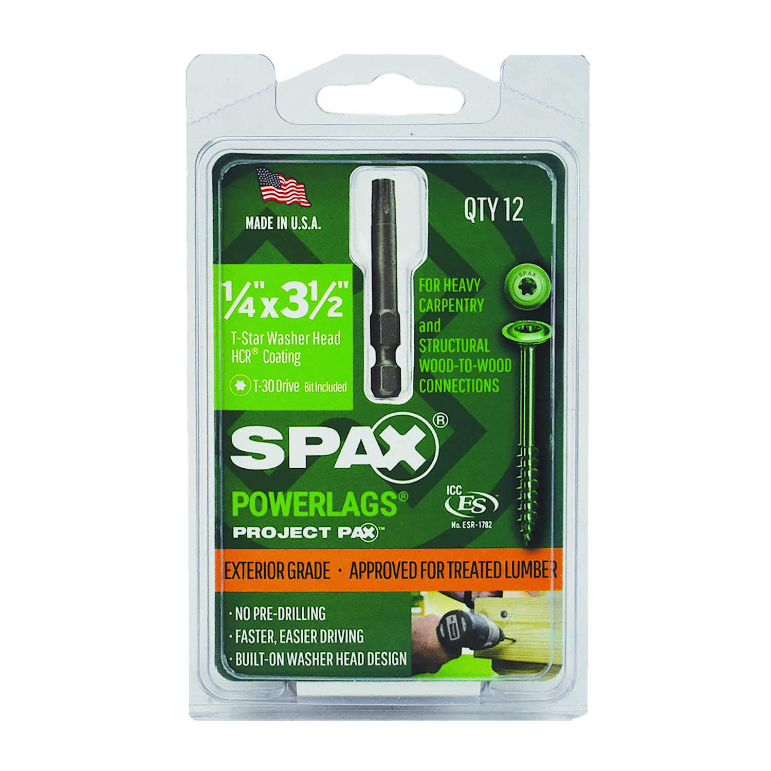 SPAX PowerLag 1/4 in. in. X 3-1/2 in. L T-30 Washer Head Structural ...