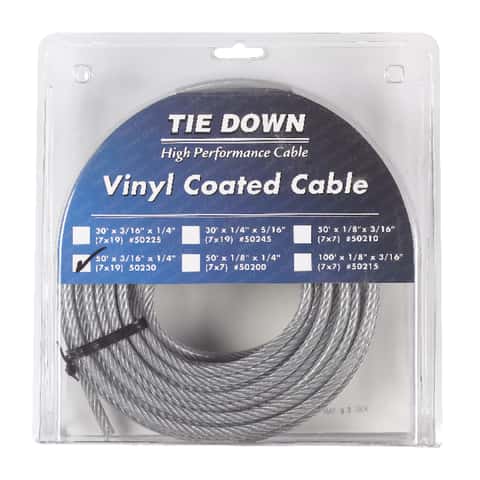 Tie Down Engineering Vinyl Coated Galvanized Steel 3/16 in. D X 30 ft. L Aircraft Cable Tie Down Engineering Vinyl Coated Galvanized Steel 3/16 in. D X 30 ft. L Aircraft Cable