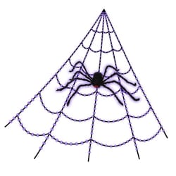 Celebrations Orange/Purple 400 ct 16 ft. LED Prelit Giant Web With Spider Hanging Decor