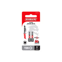 Diablo Torx #20 X 1 in. L Driver Bit Black Oxide 2 pk