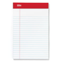 Office Depot 5 in. W X 8 in. L College Ruled Double Stitched White Perforated Writing Pads