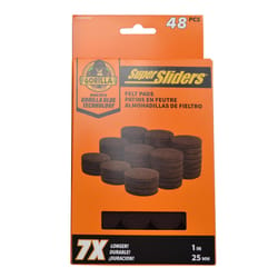 Super Sliders Gorilla Glue Brown 1 in. Adhesive Felt Sliders 48 pk