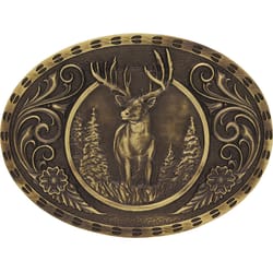 Montana Silversmiths Heritage Outdoor Wild Stag Carved Black/Gold Belt Buckle