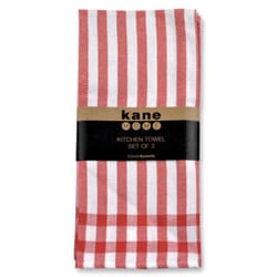 Kane Home Red/White Cotton Striped Kitchen Towel 3 pk