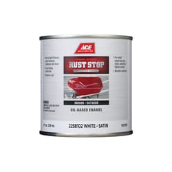 Ace Rust Stop Indoor / Outdoor Satin White Oil-Based Enamel Rust Preventative Paint 1/2 pt