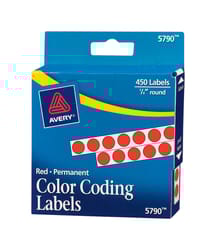 Avery 1/4 in. H X 1/4 in. W Round Red Color Coding Label 450 pk