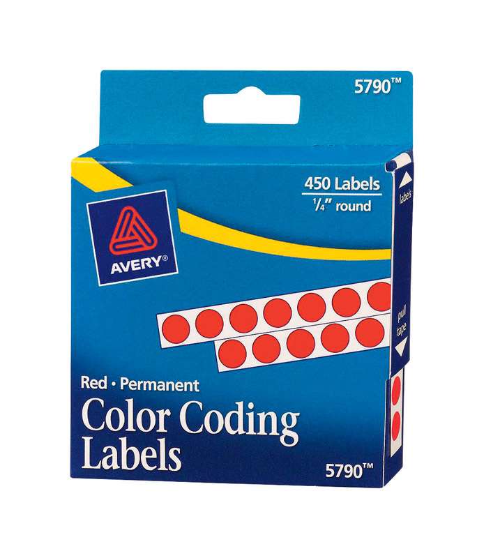 Avery 1/4 in. H X 1/4 in. W Round Red Color Coding Label 450 pk - Ace ...