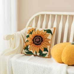 Glitzhome 14 in. Fall Hooked Sunflower Pillow