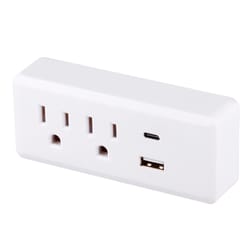 Globe Electric Grounded 2 outlets Outlet Tap 1 pk
