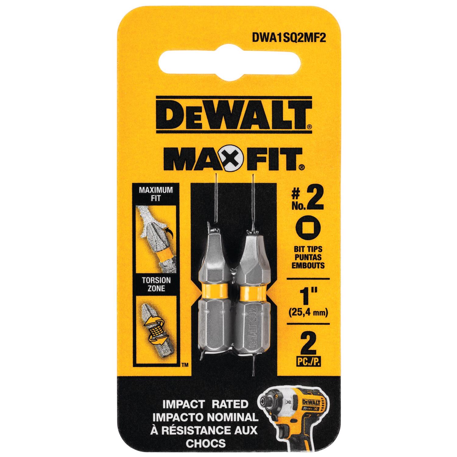DeWalt Max Fit Square #2 X 1 in. L Screwdriver Bit Set Steel 2 pk - Ace ...