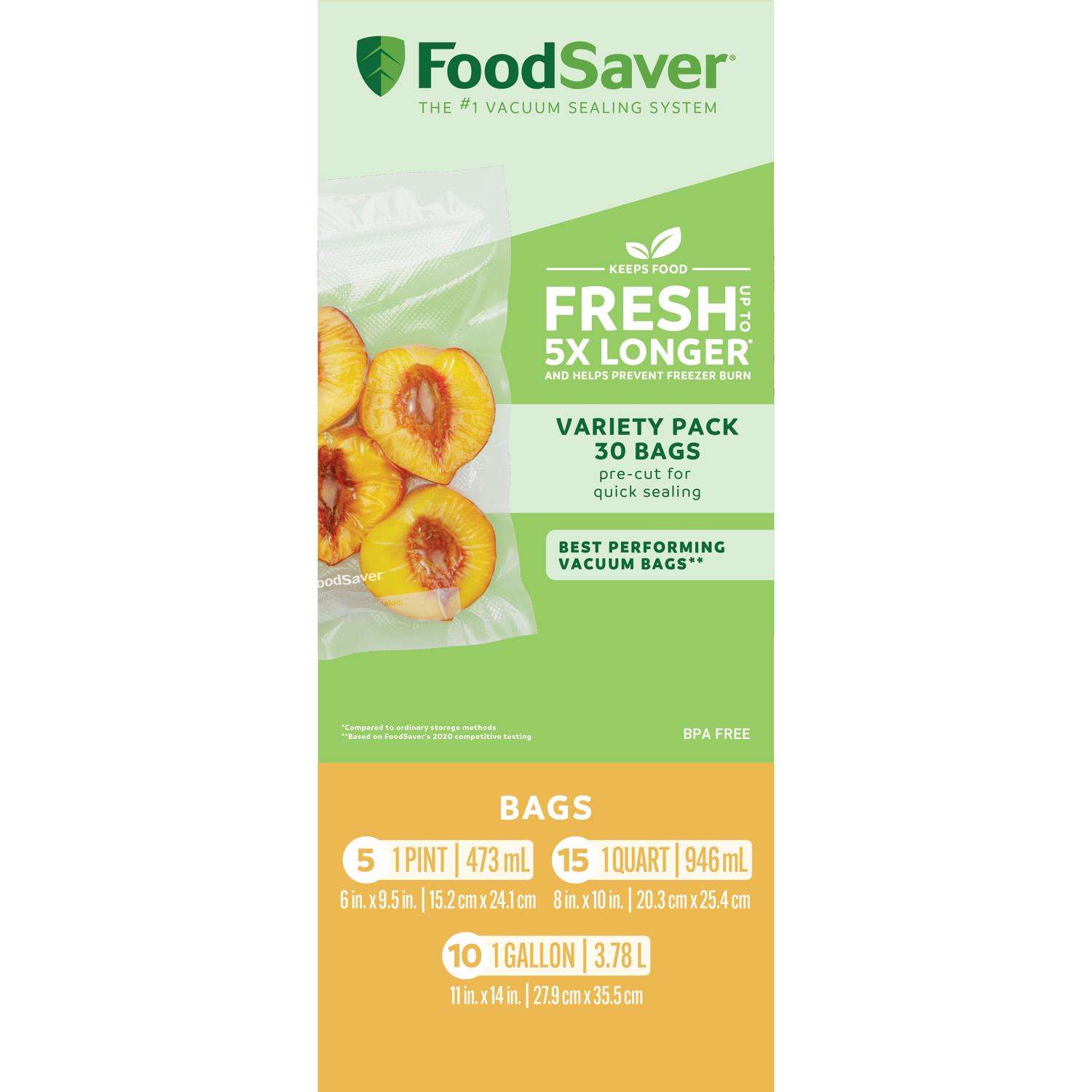 FoodSaver Easy Fill 1-Gallon Vacuum Sealer Bags | Commercial Grade and  Reusable | 10 Count, 1 GALLON, Clear