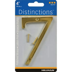 HILLMAN Distinctions 4 in. Reflective Gold Zinc Die-Cast Screw-On Number 7 1 pc