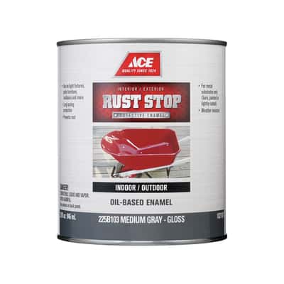 Ace Rust Stop Indoor Outdoor Gloss Medium Gray Oil Based Enamel Rust Preventative Paint 1 Qt Ace Hardware