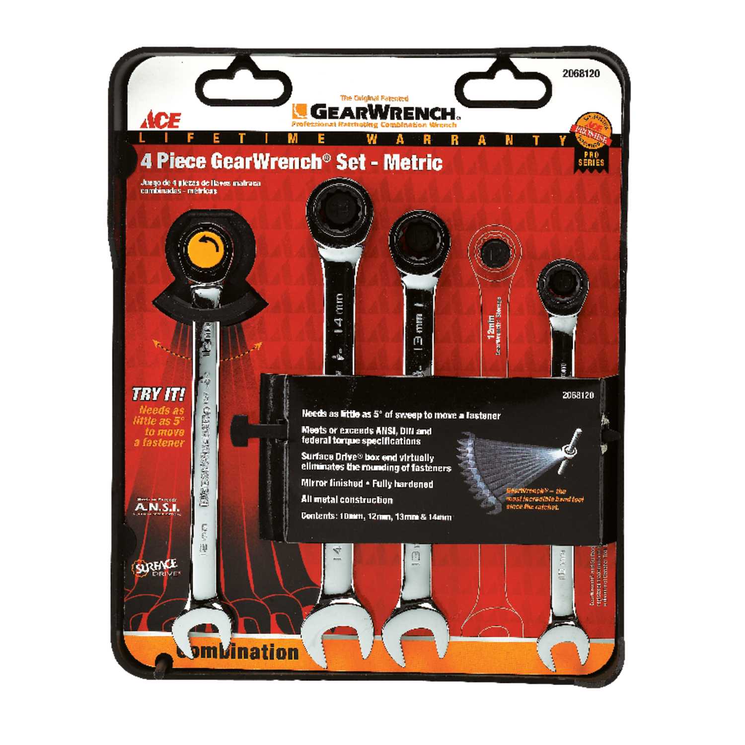  Ace  Multiple Metric Ratcheting Gearwrench Set 4 pc  Ace  