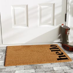 Home & More 2 ft. W X 3 ft. L Multi-color Vertical Hello Coir Door Mat