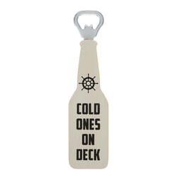 Pavilion Man Out Rustic Beige Steel/Wood Manual Cold Ones on Deck Bottle Opener Magnet