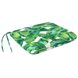 Jordan Manufacturing Green/White Floral Polyester Seat Cushion 3 in. H X 15 in. W X 18 in. L