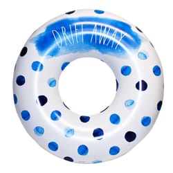 Coconut Float Rae Dunn Blue/White Vinyl Inflatable Polka Dot Pool Float Tube