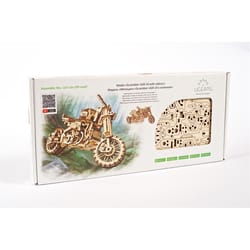 UGears Motorcycle Scrambler Mechanical Model Kit Tan 380 pc