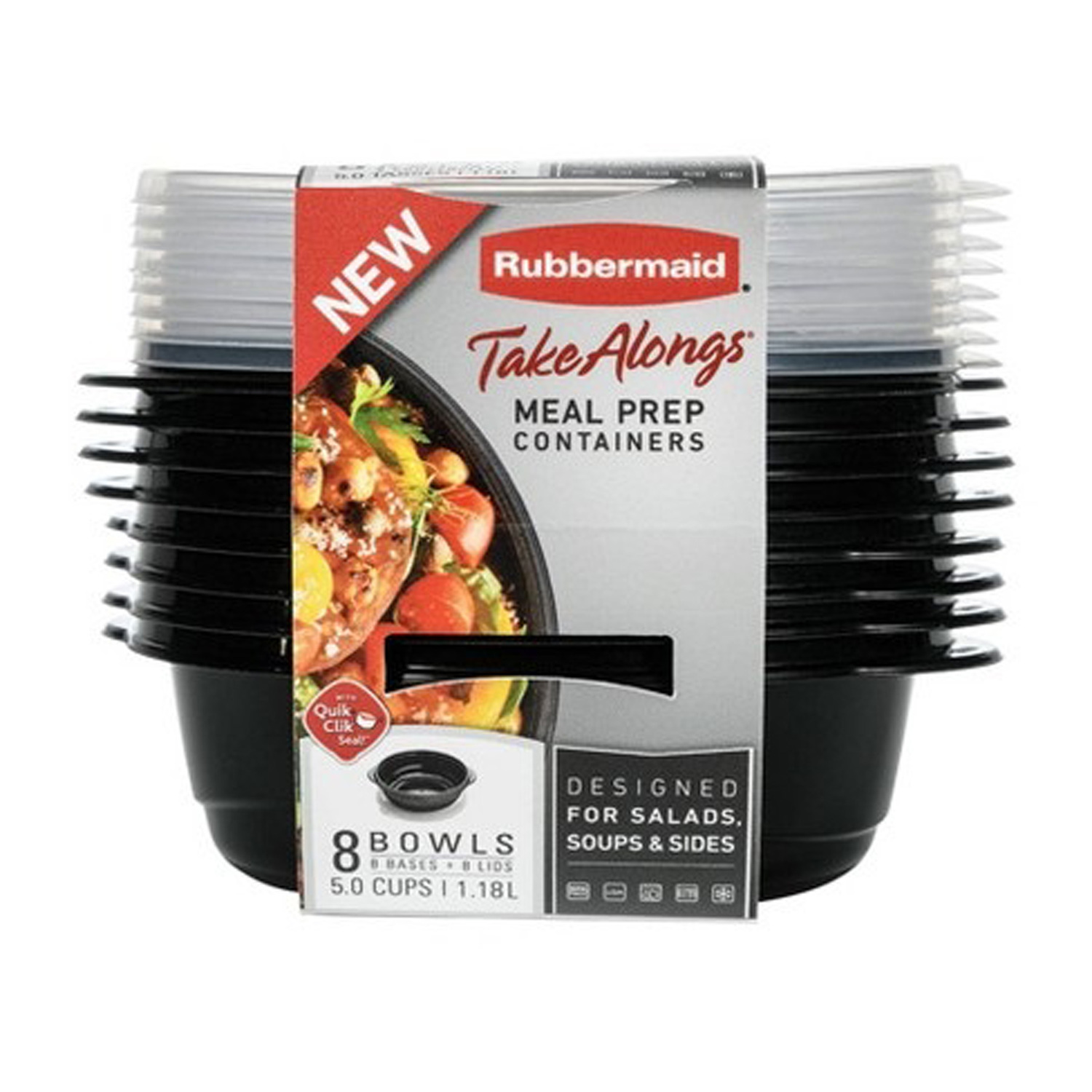 Photos - Other Accessories Rubbermaid Take Alongs 5 cups Black Food Container and Lid 8 pk 2077545 