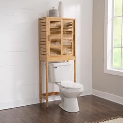 Linon Home Decor Briggs Wood Brown Bamboo Bathroom Spacesaver