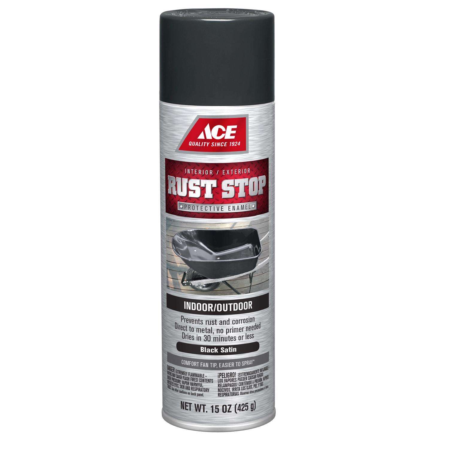 Rust-Oleum Stops Rust Outdoor Satin Black Oil-Based Enamel Protective Paint  1 qt - Ace Hardware