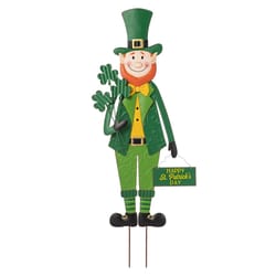 Glitzhome St Patrick's Leprechaun Yard Stake Iron 1 pc