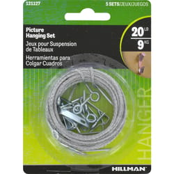 HILLMAN AnchorWire Steel-Plated Conventional Picture Hanging Set 20 lb 5 pk