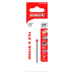 Diablo 3/16 in. X 2 in. L Carbide Tipped Tile and Stone Drill Bit 3-Flat Shank 1 pk