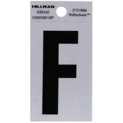 HILLMAN 2 in. Reflective Black Vinyl  Self-Adhesive Letter F 1 pc