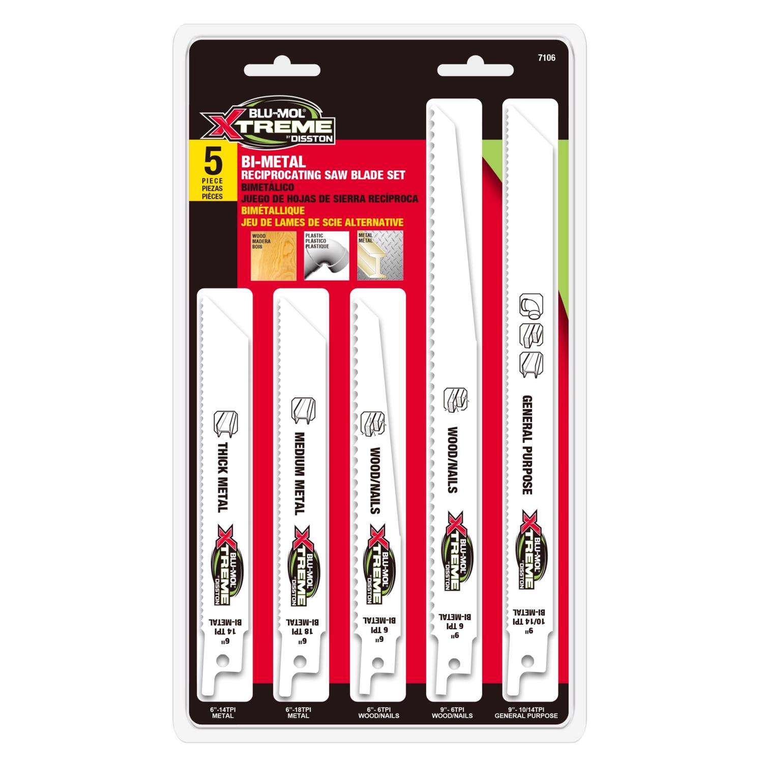 BluMol Xtreme BiMetal Reciprocating Saw Blade Set 5 pc Ace Hardware