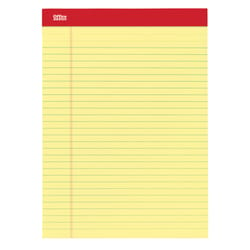 Office Depot 8-1/2 in. W X 11-3/4 in. L College Ruled Double Stitched Yellow Perforated Writing Pads