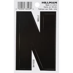 HILLMAN 3 in. Black Vinyl Self-Adhesive Letter N 1 pc