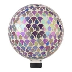 Alpine Multicolored Glass 12 in. H Mosaic Flower Gazing Ball