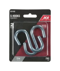 Ace Medium Zinc-Plated Silver Steel 3 in. L S-Hook 230 lb 2 pk