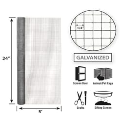 Garden Craft 24 in. H X 5 ft. L Galvanized Steel Hardware Cloth 1/4 in.